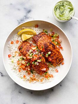 Tandoori Style Roasted Salmon with Rice Menu
